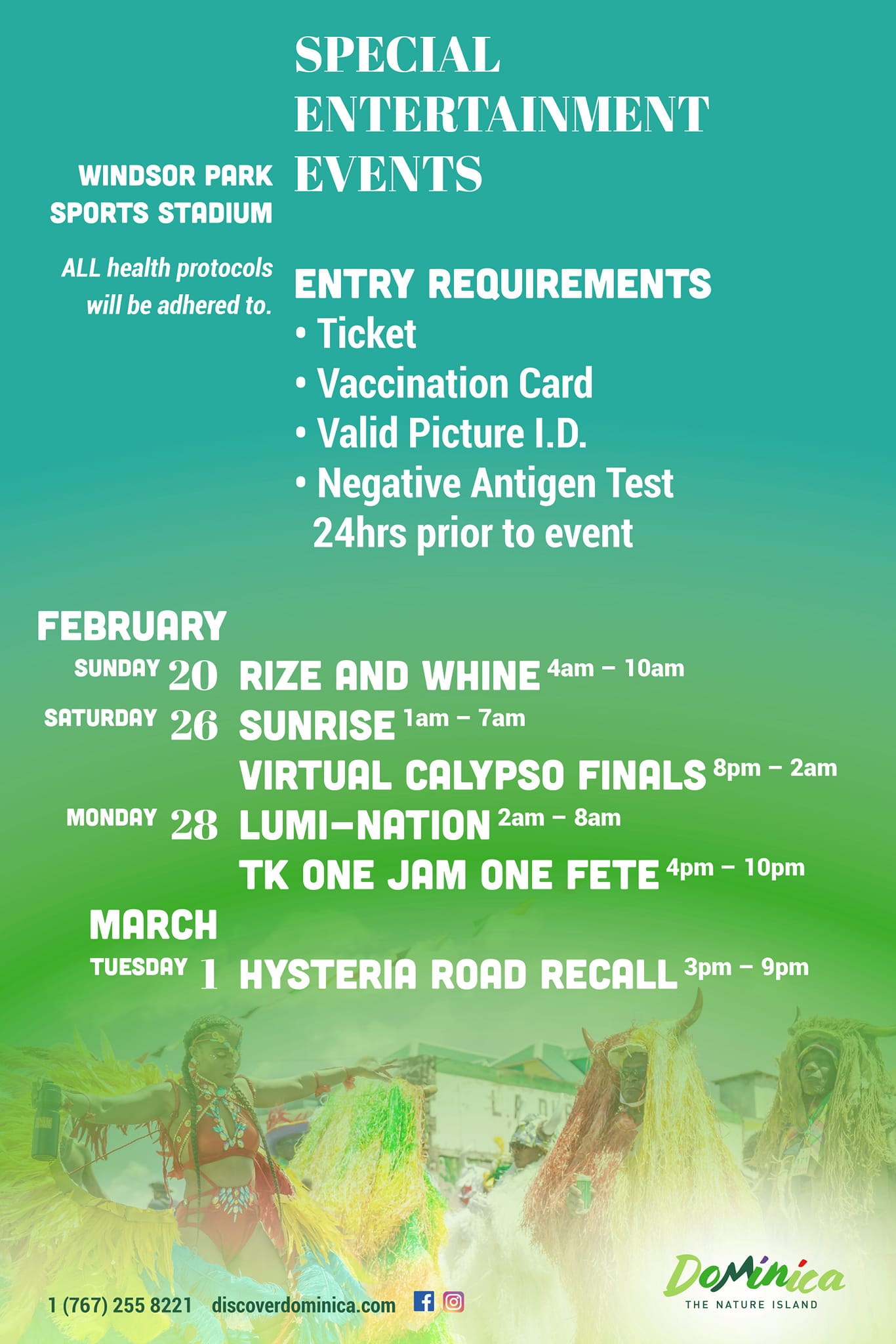 Carnival Events Calendar a virtual Dominica